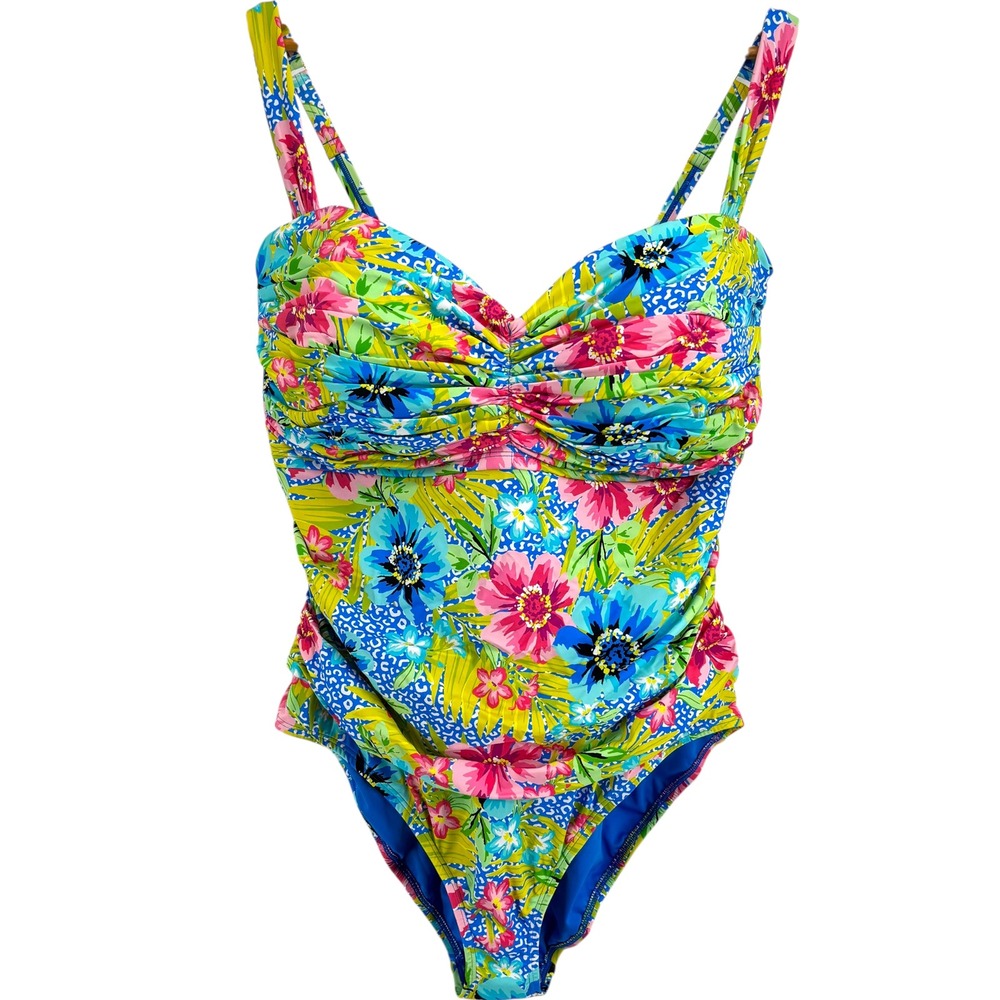 Bleu Rod Beattie Women Plus 20W Let's Get Away Shirred Bandeau 1- Piece Swimsuit